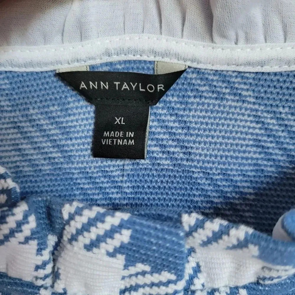 Ann Taylor, New, Blue & White Plaid Ruffle Neck Button Shell Knit Top Size XL - Picture 9 of 11